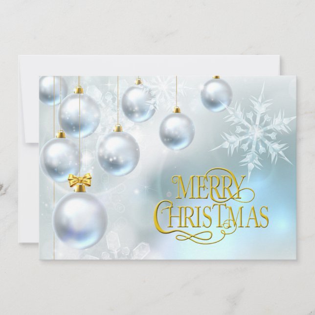 White Ornaments Merry Christmas - Personalise Holiday Card (Front)
