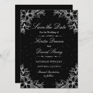 White Ornate Floral Wedding Invitation 