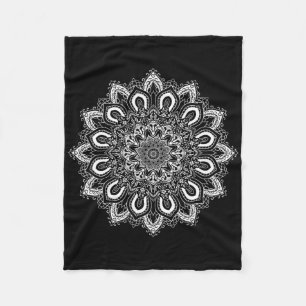White Ornate Lotus Flower Yoga Mandala _1  Fleece Blanket