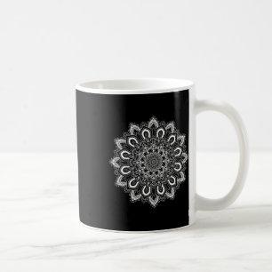 White Ornate Lotus Flower Yoga Mandala Coffee Mug
