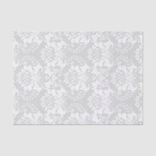 White Ornate Swirls Custom Light Grey Background Tissue Paper