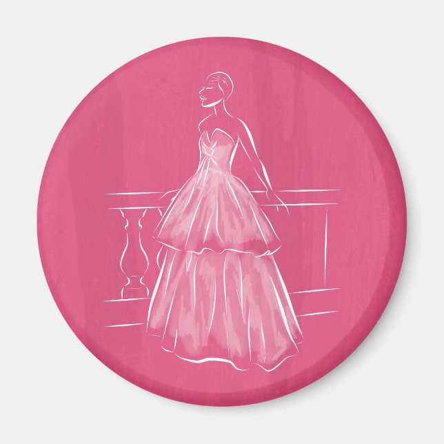 White Out Negative Space Gown Magnet (Front)