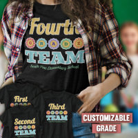 White Outline Retro Flowers 4th Grade Team School