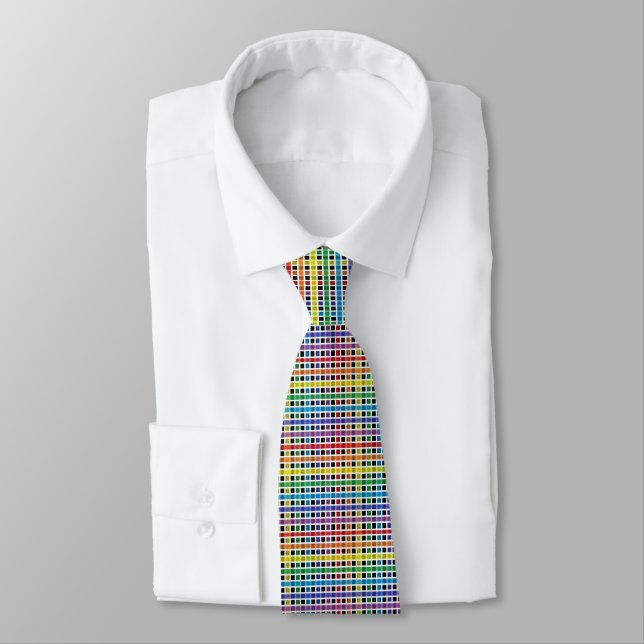 White Outlined Rainbow Weave Tie (Tied)