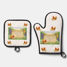 White Oven Mitt & Potholder Set w/ Bible Verse