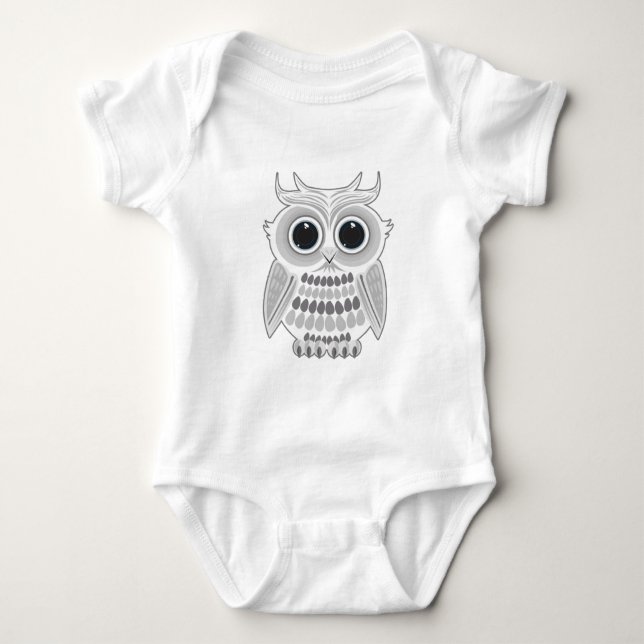 White Owl Baby Bodysuit (Front)