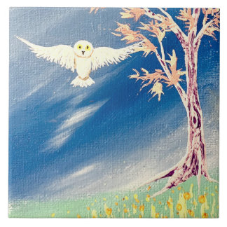 White Owl Ceramic Tile