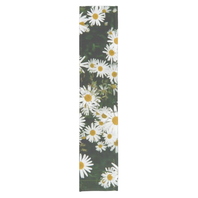 White Oxeye Daisy, Moon Daisy Meadow Short Table Runner (Front)