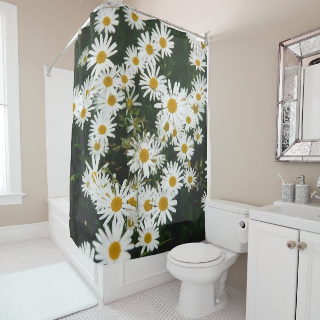 White Oxeye Daisy, Moon Daisy Meadow Shower Curtain (In Situ)