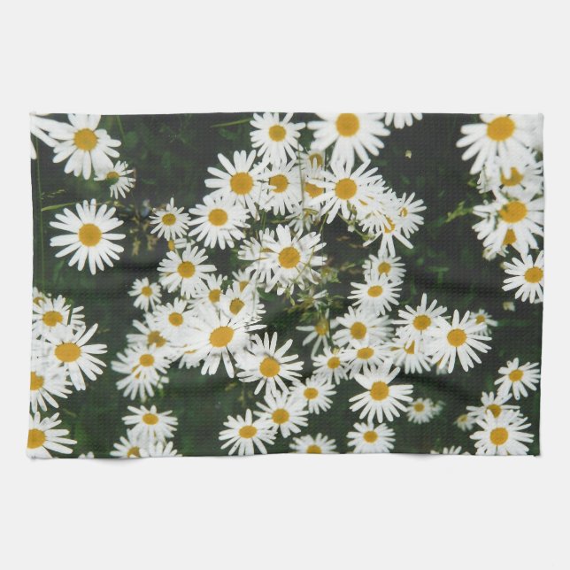 White Oxeye Daisy, Moon Daisy Meadow Tea Towel (Horizontal)