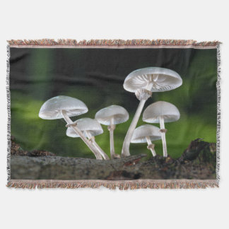 White Oyster Autumn Mushrooms Throw Blanket