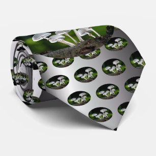 White Oyster Autumn Mushrooms Tie