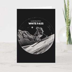 White P Washington Ski Skiing Skier Card