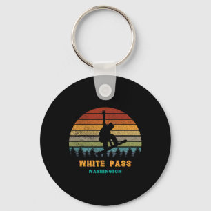 White P Washington Vintage Sun Snowboarding Snowbo Key Ring