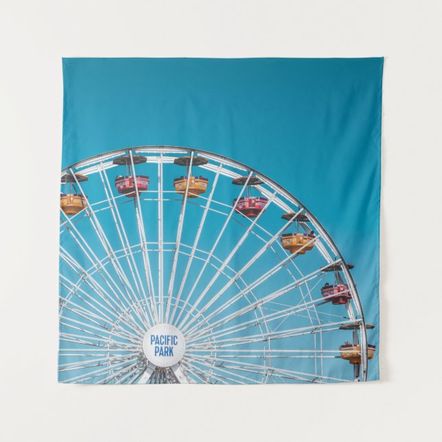 White Pacific Park ferris wheel Tapestry (Front)