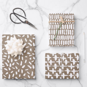 White Paint Rustic Kraft Simple Elegant Christmas  Wrapping Paper Sheet