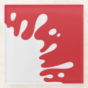 White Paint Splash Cardinal Red Glass Coaster