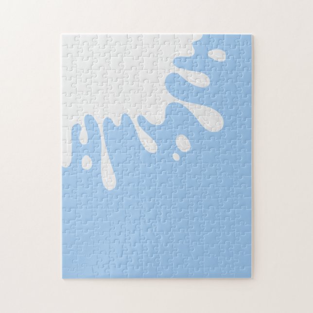 White Paint Splash on Baby Blue Serious Jigsaw Puzzle (Vertical)