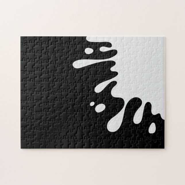 White Paint Splash on Black Serious Jigsaw Puzzle (Horizontal)