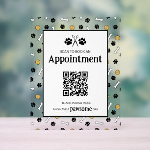 White Paint Your Logo Appointment Booking QR Code Acrylic Sign