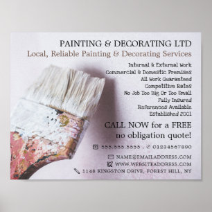 White Paintbrush, Painter & Decorator Advertising Poster