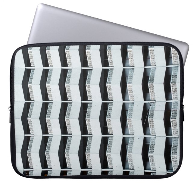 White painted building laptop sleeve (Front)