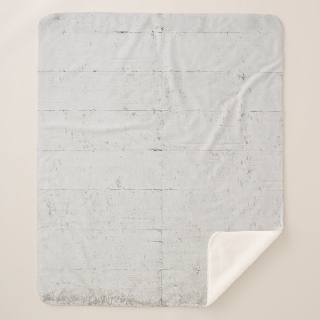 White painted concrete wall concrete sherpa blanket (Front)