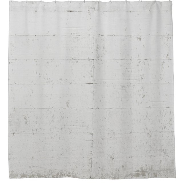White painted concrete wall concrete shower curtain (Front)