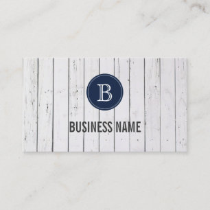 White Painted Wood Wall Monogram Business Card