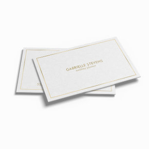 White Paisley Background Gold Frame Business Card