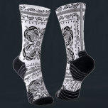 White Paisley Bandanna Print  Socks<br><div class="desc">White and black paisley bandanna print premium quality socks. Visit my shop for the entire bandanna sock design collection.</div>