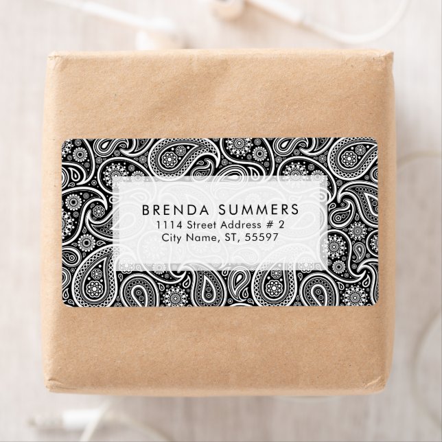 White Paisley Custom Black Background (Insitu)