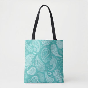 White Paisley Designer Tote Bag by Julie Everhart