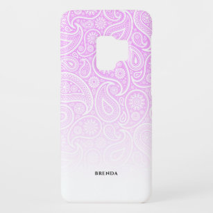 White paisley lavender and white ombre Case-Mate samsung galaxy s9 case