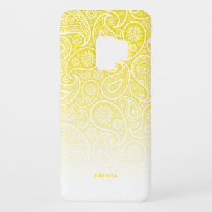 White paisley on yellow and white ombre Case-Mate samsung galaxy s9 case