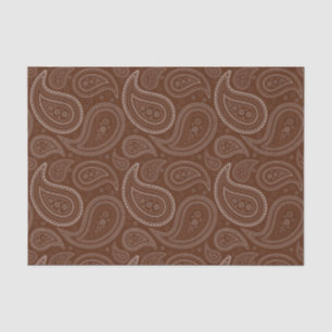 White Paisley Pattern on Brown Tissue Paper