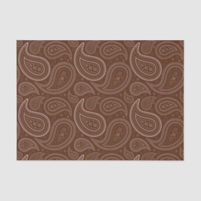 White Paisley Pattern on Brown Tissue Paper (Front)