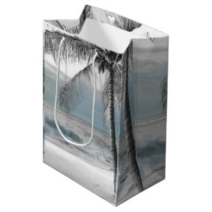 White Palm Coconut Tree Beach Elegant Wedding Medium Gift Bag