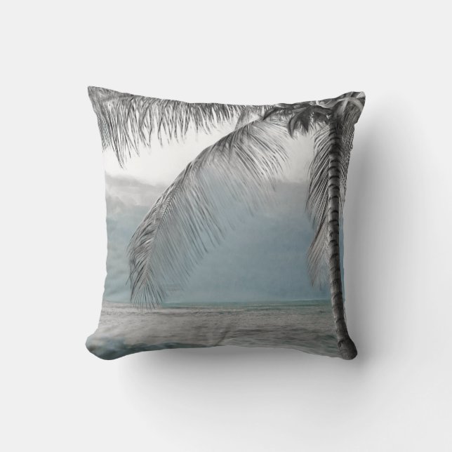 White Palm Coconut Tree Elegant Beach Paradise Cushion (Front)