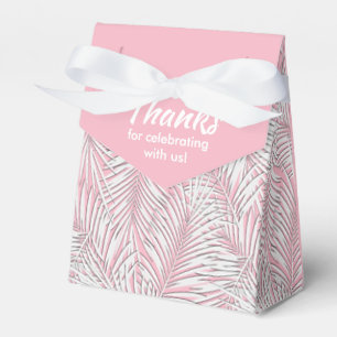 White Palms on Pink Tent Style Party Favour Boxes