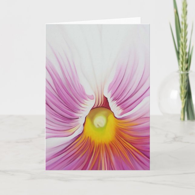 White Pansy Greeting Card (Front)