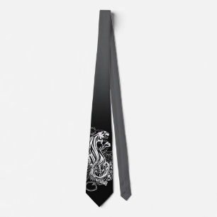 White Panther Gothic Tattoo Art Black Gradient Tie