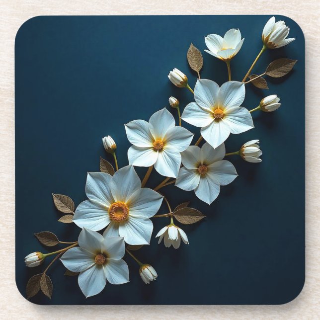 White Paper Flowers Coaster (Front)