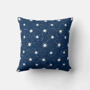White Paper Stars on Blue Decor Cushion