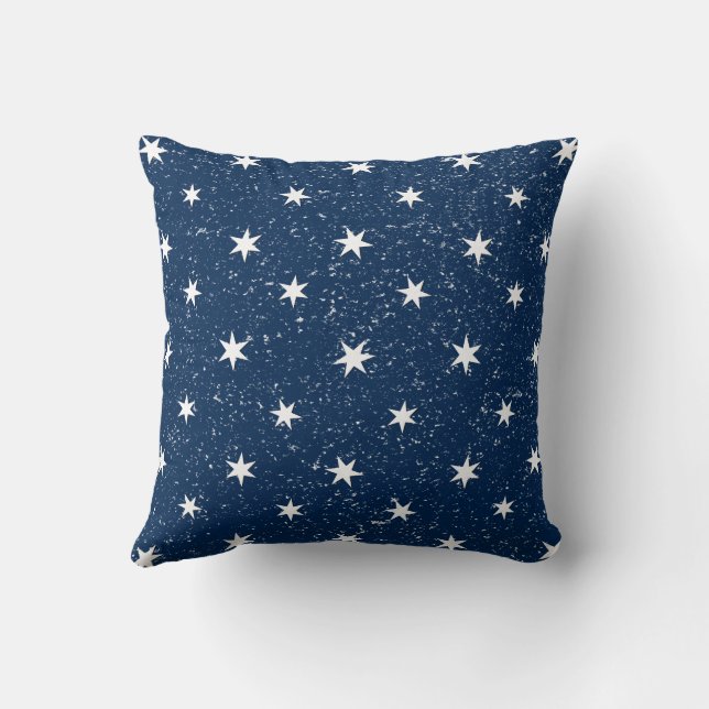 White Paper Stars on Blue Decor Cushion (Back)