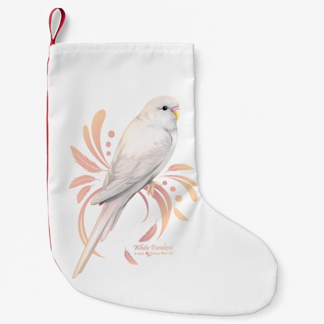 White Parakeet Small Christmas Stocking (Front)