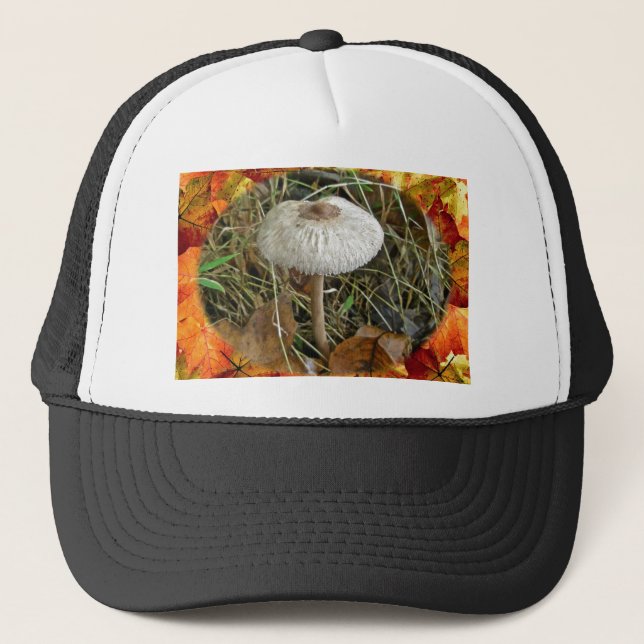 White Parasol Mushroom Coordinating Items Trucker Hat (Front)