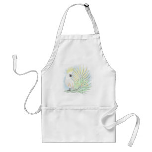 White parrot cockatoo in palm leaves. standard apron