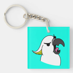 White Parrot with Funny Text Key Ring