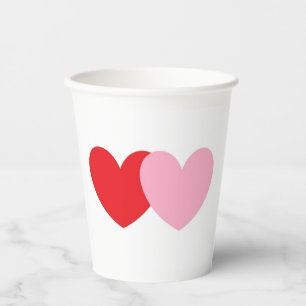 White Party Cups With Red and Pink Hearts 
